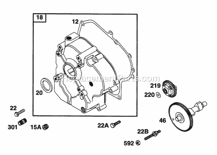Crankcase Cover Cam Diagram and Parts List for 221432-0145-05  Briggs and Stratton Engine